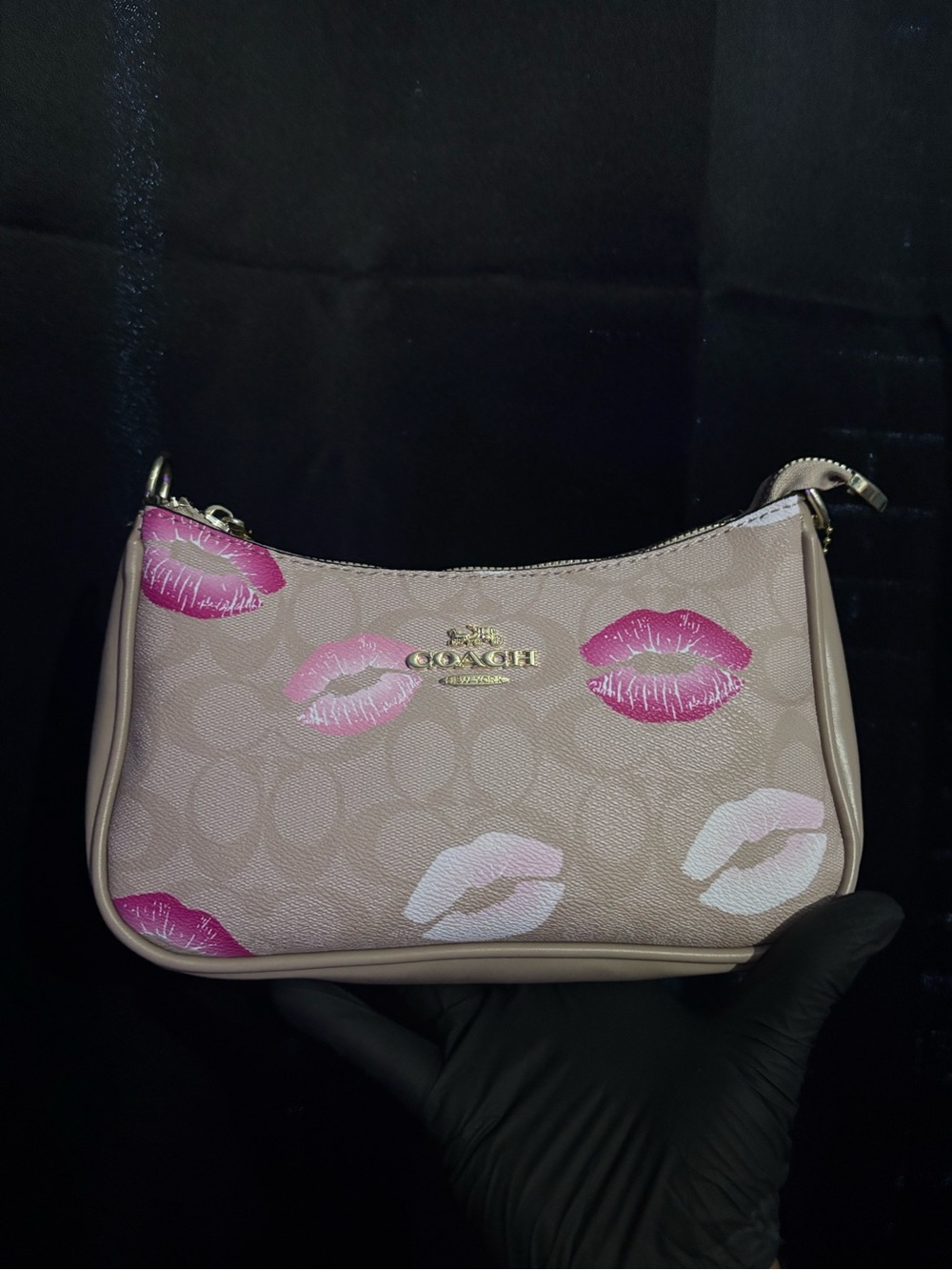 Coach Blush Pink Kiss-Print Wristlet Clutch